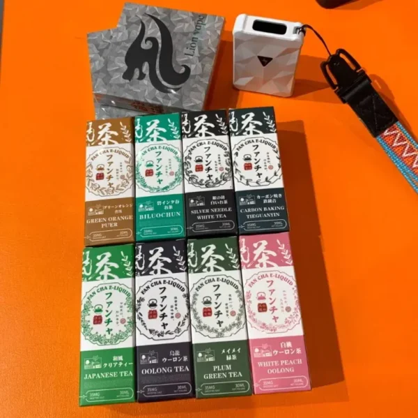 梵茶煙油系列，日本原裝進口茶系丁鹽，以八款高還原度茶香調配出清新、醇厚且層次分明的霧化體驗。